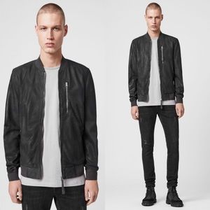 XS NEW /& TAGS ALL SAINTS GRAPHITE GREY /"KINO/" LEATHER BOMBER JACKET COAT